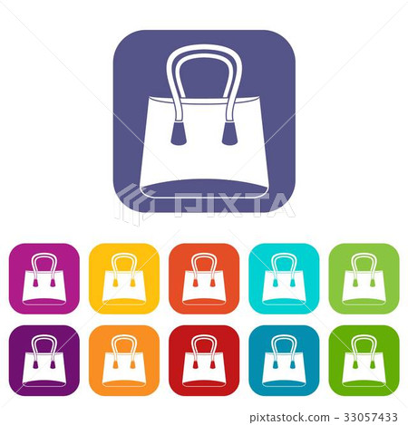 Small woman bag icons set flat 33057433