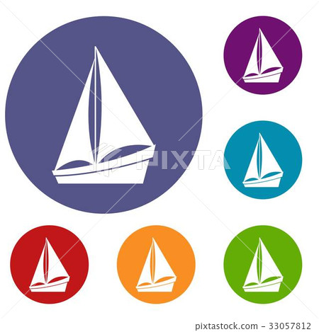 Small yacht icons set 33057812
