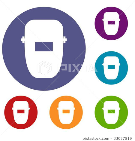 Welding mask icons set 33057819