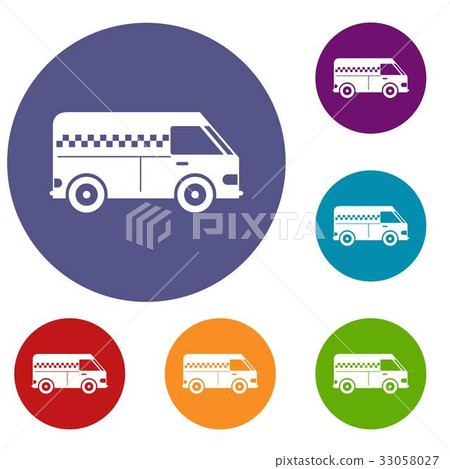 Minibus taxi icons set Minibus taxi icons set 33058027