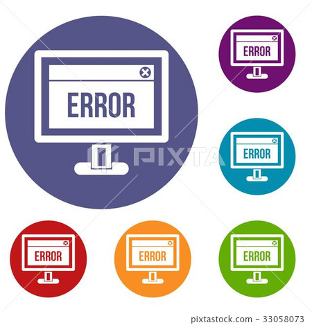 Error sign on a computer monitor icons set Error sign on a computer monitor icons set 33058073
