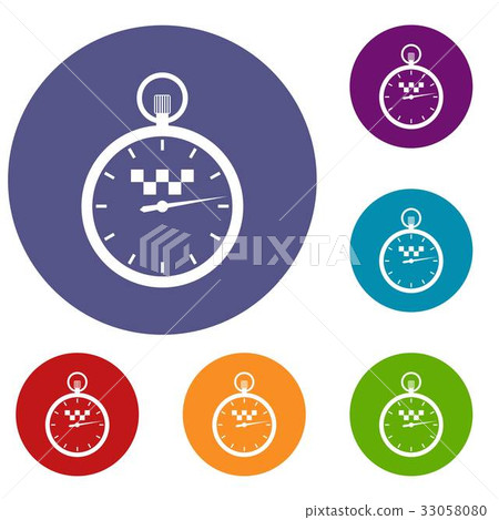 Speedometer in taxi icons set Speedometer in taxi icons set 33058080