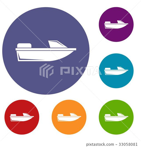 Sports powerboat icons set Sports powerboat icons set 33058081