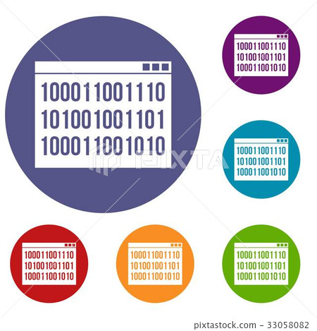 Binary code icons set 33058082