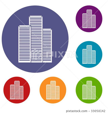 Skyscrapers in Singapore icons set 33058142