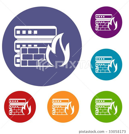 Database and firewall icons set 33058173