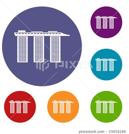Marina Bay Sands Hotel, Singapore icons set 33058266