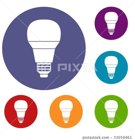 Glowing LED bulb icons set Glowing LED bulb icons set 33058461