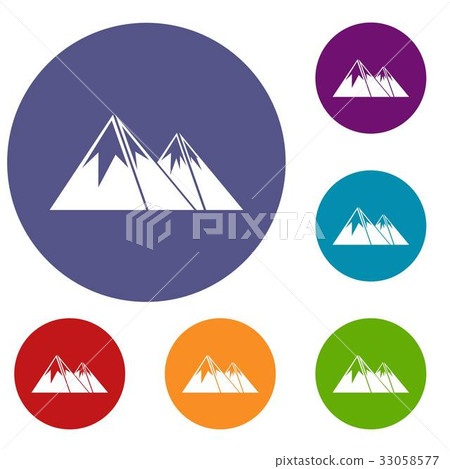Mountains with snow icons set Mountains with snow icons set 33058577
