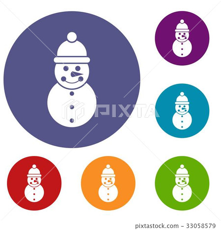 Snowman icons set 33058579