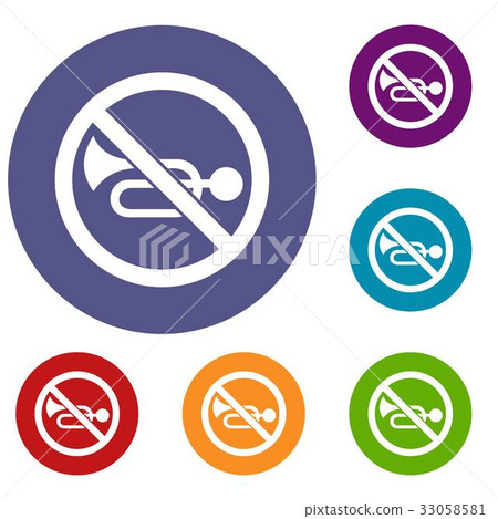 No horn traffic sign icons set 33058581
