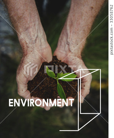 Environmental Friendly Nature Word on Hands Cupping Plant Background Environmental Friendly Nature Word on Hands Cupping Plant Background 33058762