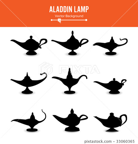 Aladdin lamp Vector. Set Icons Aladdins lamp Signs Aladdin lamp Vector. Set Icons Aladdins lamp Signs 33060365