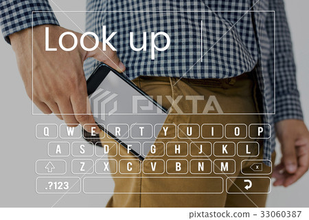 Man lifestyle with smart phone and graphic 33060387