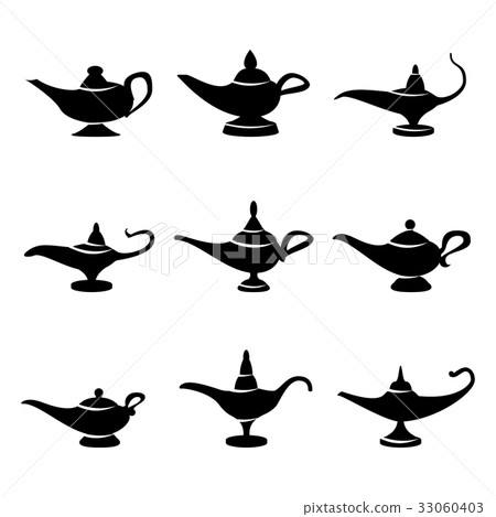Aladdin lamp Vector. Set Icons Aladdins lamp Signs 33060403