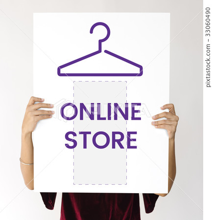 Illustration of fashionista online shopping store 33060490