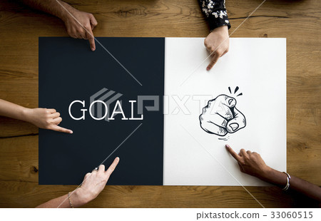 Illustration of pointing finger with motivated aspirations Illustration of pointing finger with motivated aspirations 33060515