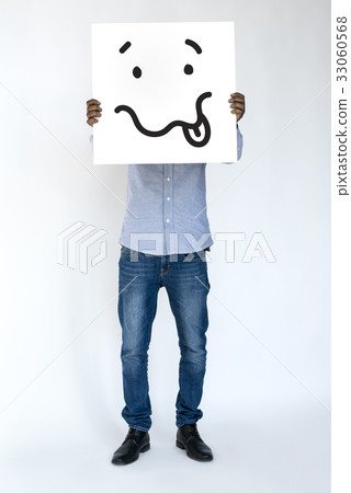 Illustration of drunk unconscious face on banner Illustration of drunk unconscious face on banner 33060568
