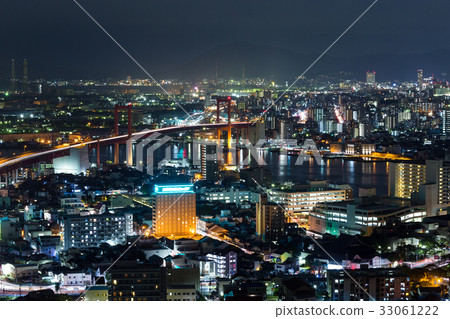 Kitakyushu City in japan at night 33061222