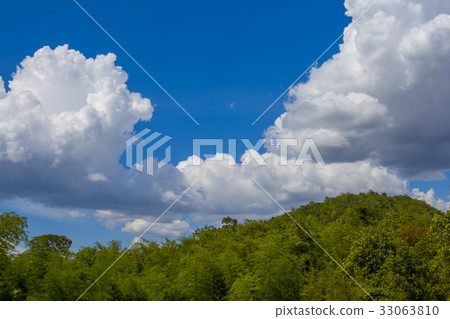 mountains with jungle and cloudy sky mountains with jungle and cloudy sky 33063810
