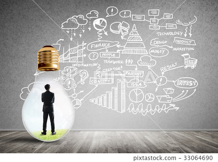 Businessman trapped in bulb Businessman trapped in bulb 33064690