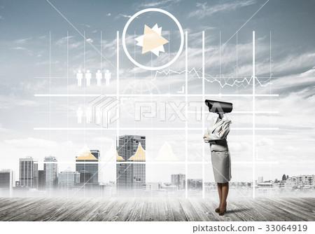 Concept of security and privacy protection with camera headed wo Concept of security and privacy protection with camera headed wo 33064919