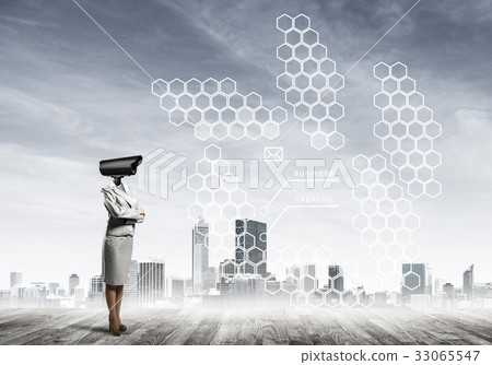 Concept of security and privacy protection with camera headed wo Concept of security and privacy protection with camera headed wo 33065547