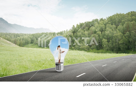 Businesswoman inside light bulb 33065882