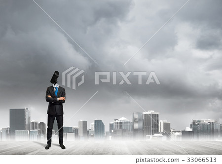 Concept of security and privacy protection with camera headed man Concept of security and privacy protection with camera headed man 33066513