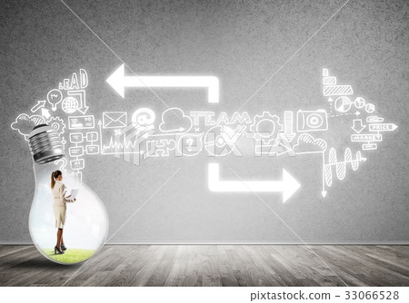 Businesswoman trapped in bulb Businesswoman trapped in bulb 33066528