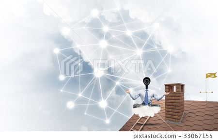 Concept of security and privacy protection with camera headed ma Concept of security and privacy protection with camera headed ma 33067155