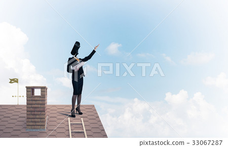 Concept of security and privacy protection with camera headed wo Concept of security and privacy protection with camera headed wo 33067287