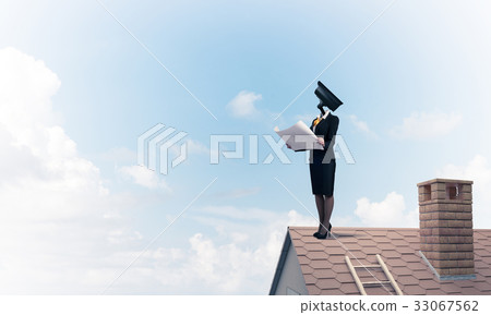 Concept of security and privacy protection with camera headed wo Concept of security and privacy protection with camera headed wo 33067562