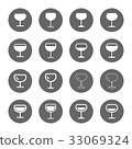 several style of wine glass icons set 33069324