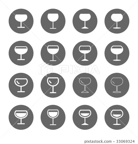 several style of wine glass icons set 33069324