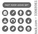fast food icons set 33069361