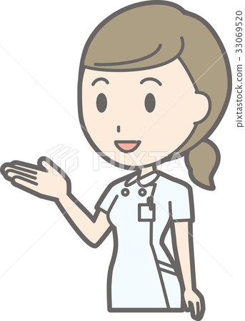 An illustration in which a nurse in a white coat is guiding by holding hands An illustration in which a nurse in a white coat is guiding by holding hands 33069520