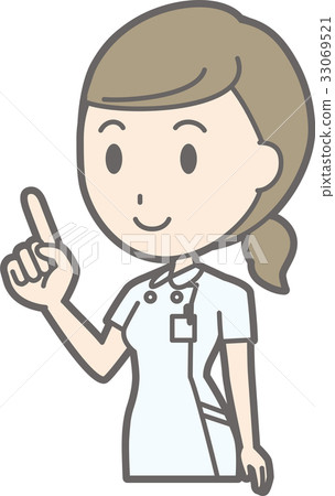 Illustration where a nurse in a white coat is pointing with a finger and guiding 33069521