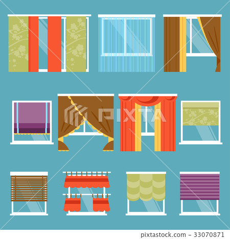Types of curtains. Vector Illustration 33070871