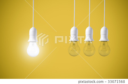 difference light bulb on yellow background. 33071568