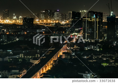 High angle view of city scape at night 33071638