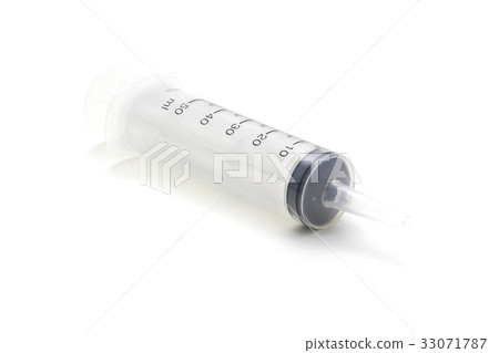 Isolated large plastic syringe on white background Isolated large plastic syringe on white background 33071787