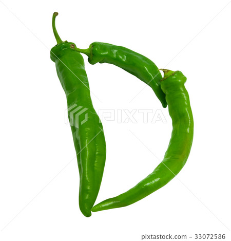 Letter D composed of green peppers Letter D composed of green peppers 33072586