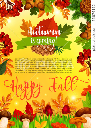 Autumn and fall season banner template with leaf 33074112