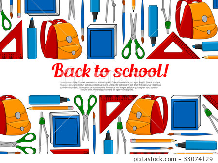 Back to School vector education poster - Stock Illustration [33074129 ...