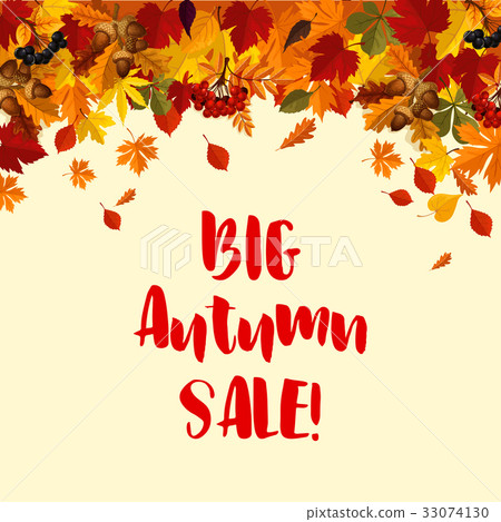 Autumn fall leaves vector sale poster template - Stock Illustration ...