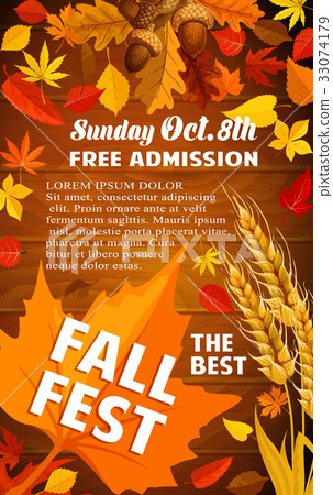 Fall harvest festival banner with autumn leaf Fall harvest festival banner with autumn leaf 33074179