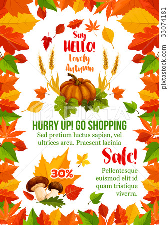 Autumn sale poster with fall season leaf frame 33074181