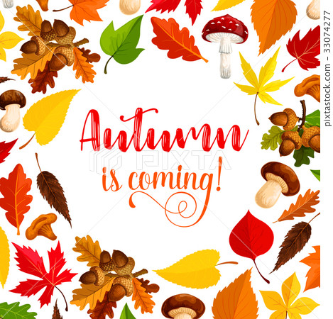 Autumn poster with fall season forest nature frame - Stock Illustration ...