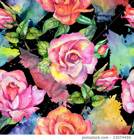 Wildflower rose flower pattern in a watercolor 33074498